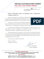 Standardized Format for Declaration about Commencement Certificate