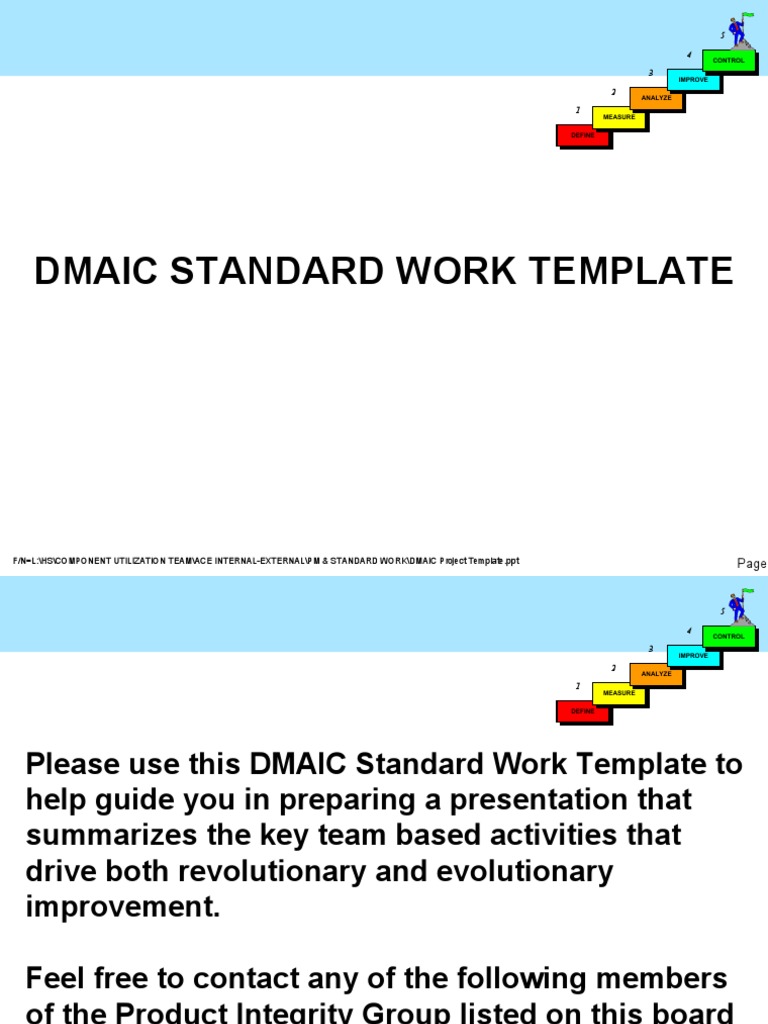 DMAIC Standard Work Template Guide | PDF | Business | Information ...