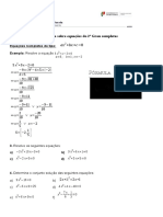 Tarefa Sobre Equações Completas