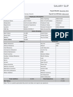 Salary Slip: Payroll Month: November 2021 Payroll Cut Off Date: 2021-11-25 Employee Information