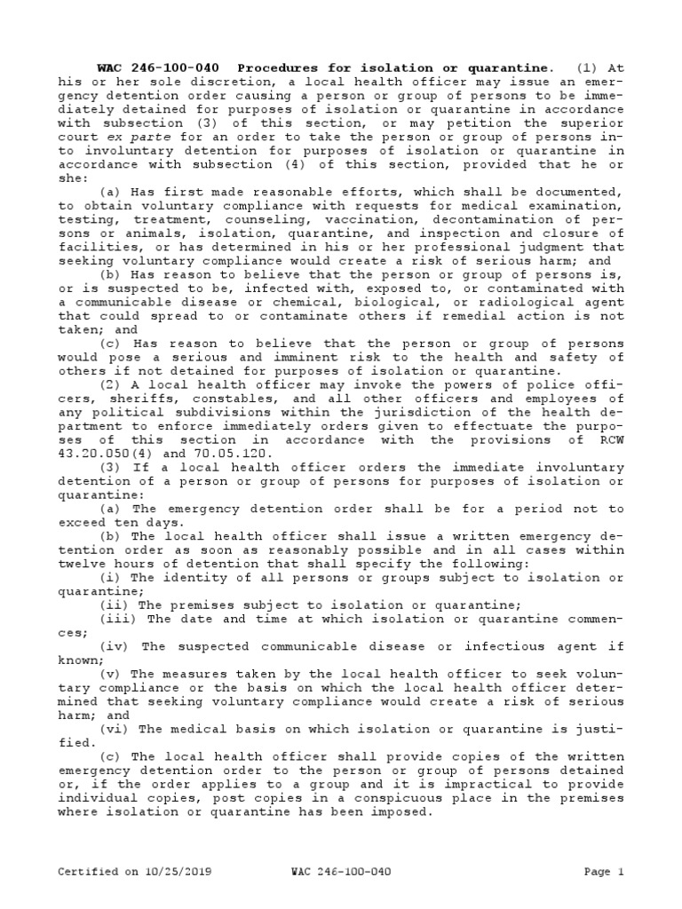 Isolation and Quarantine Procedures | PDF | Quarantine | Infection