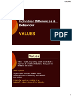 Values: Individual Differences & Behaviour