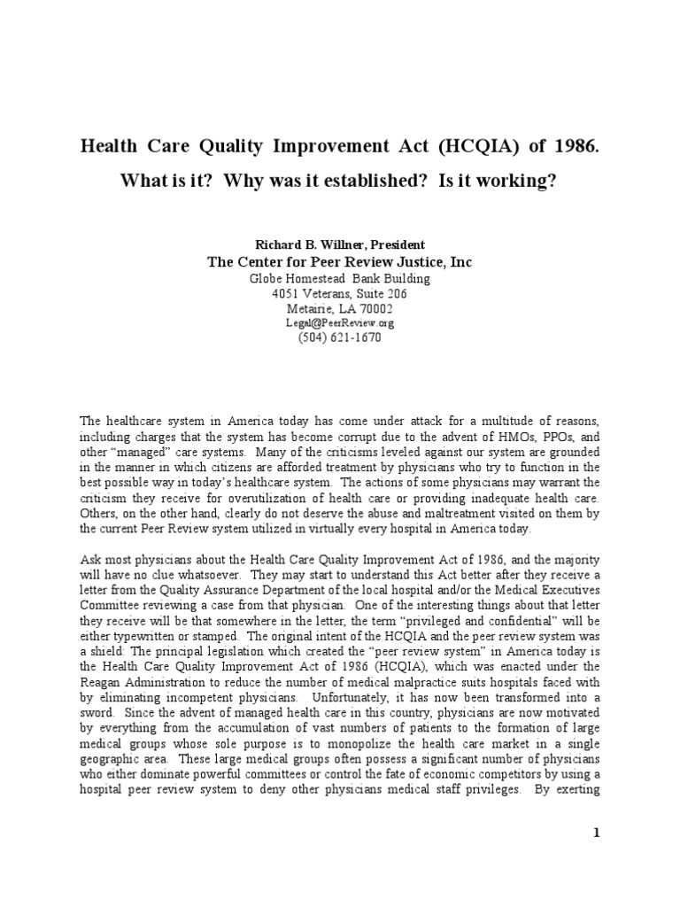 1 Health Care Quality | PDF | American Medical Association | Physician