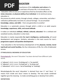 Education: Etymological Meaning of Education