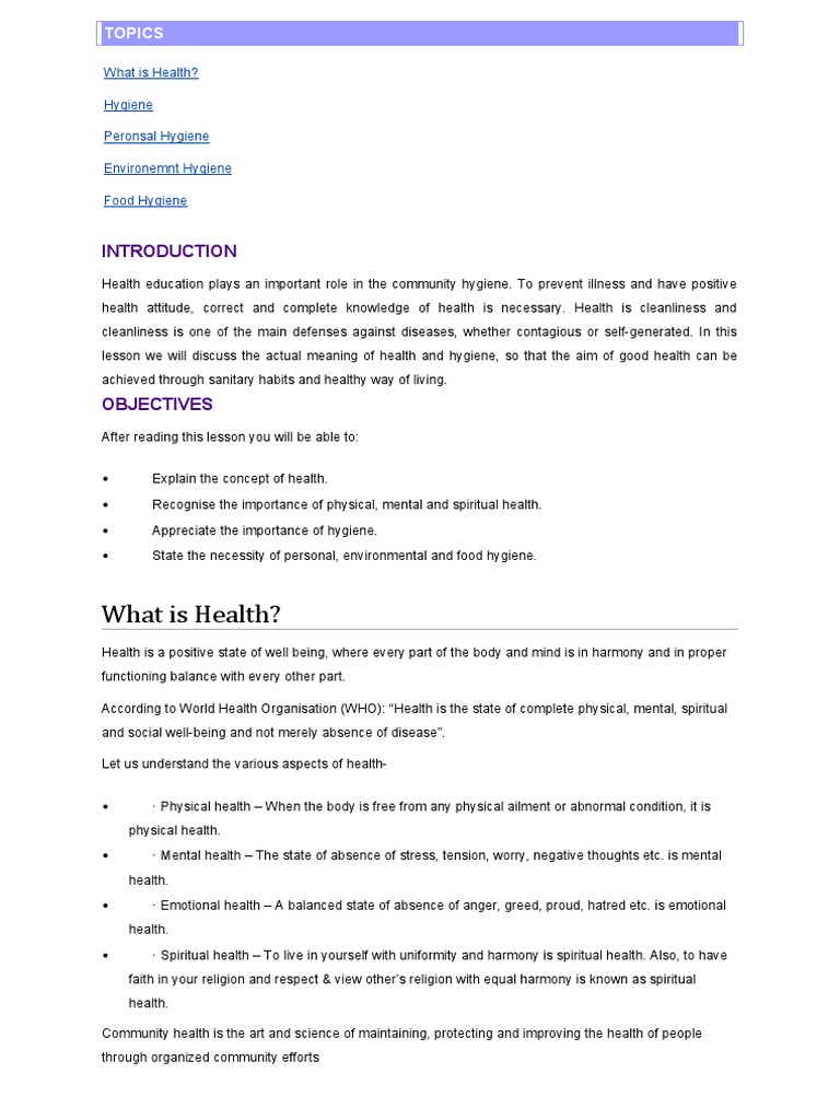 Health and Hygiene Guide | PDF | Human Nutrition | Nutrients