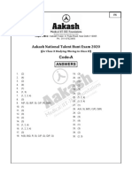 Aakash National Talent Hunt Exam 2020: Code-A Answers