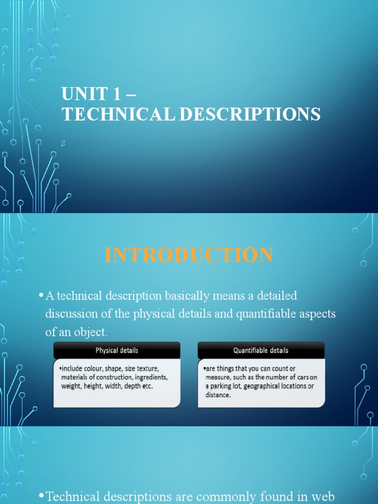 Understanding Technical Descriptions | PDF