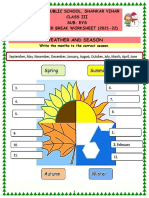 Weather and Season: Army Public School, Shankar Vihar Class Iii Sub: Evs Winter Break Worksheet (2021-22)