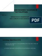 Introduction To Transfer and Business Tax and Basic Concept of Succession and Will (Philippines)
