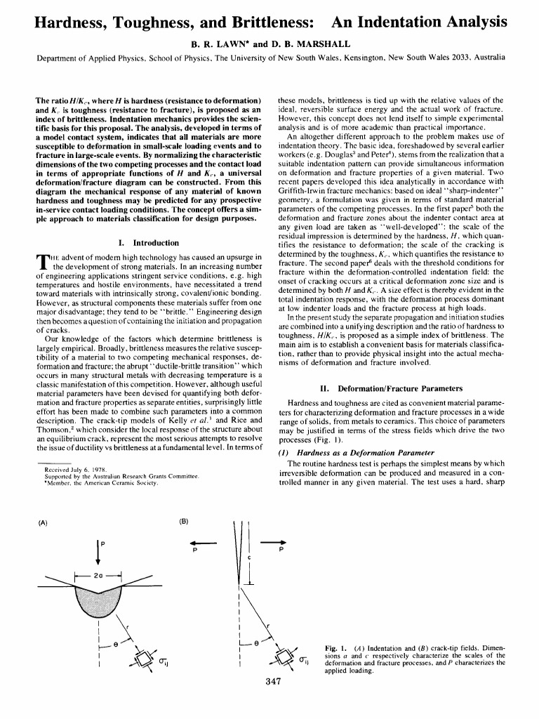 Hardness, Toughness, Brittleness PDF Fracture Mechanics Fracture