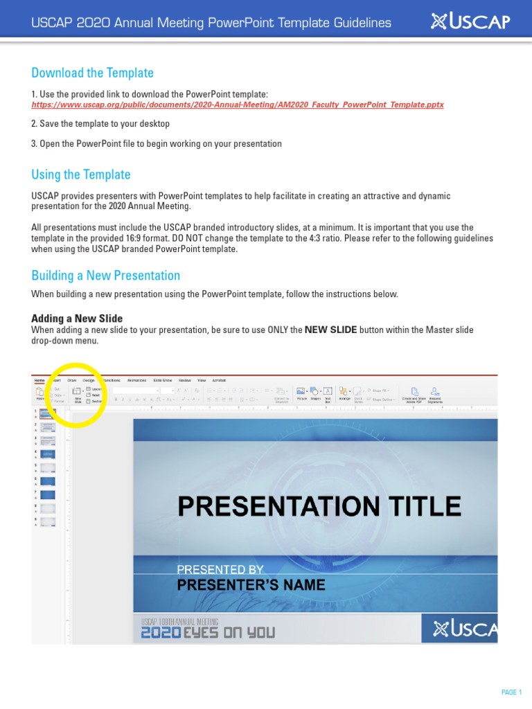 USCAP 2020 PowerPoint Template Guide | PDF | Microsoft Power Point ...