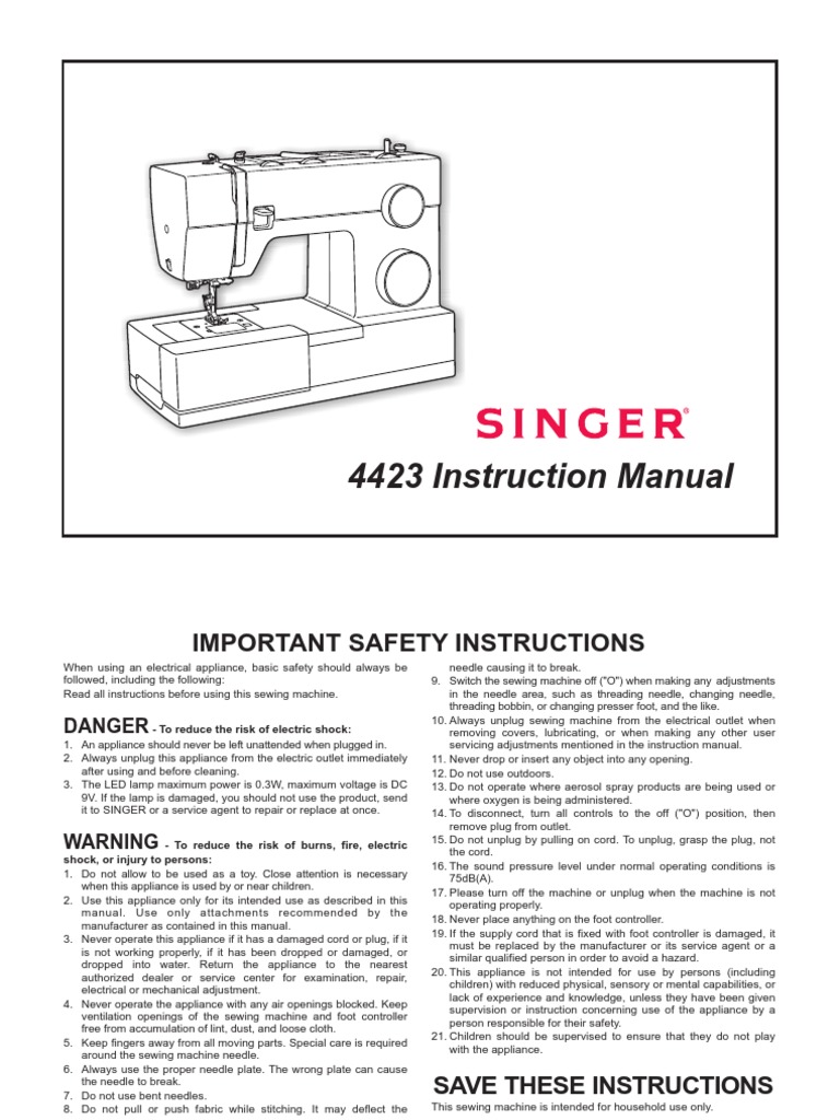 4423 Instruction Manual PDF Sewing Machine Sewing
