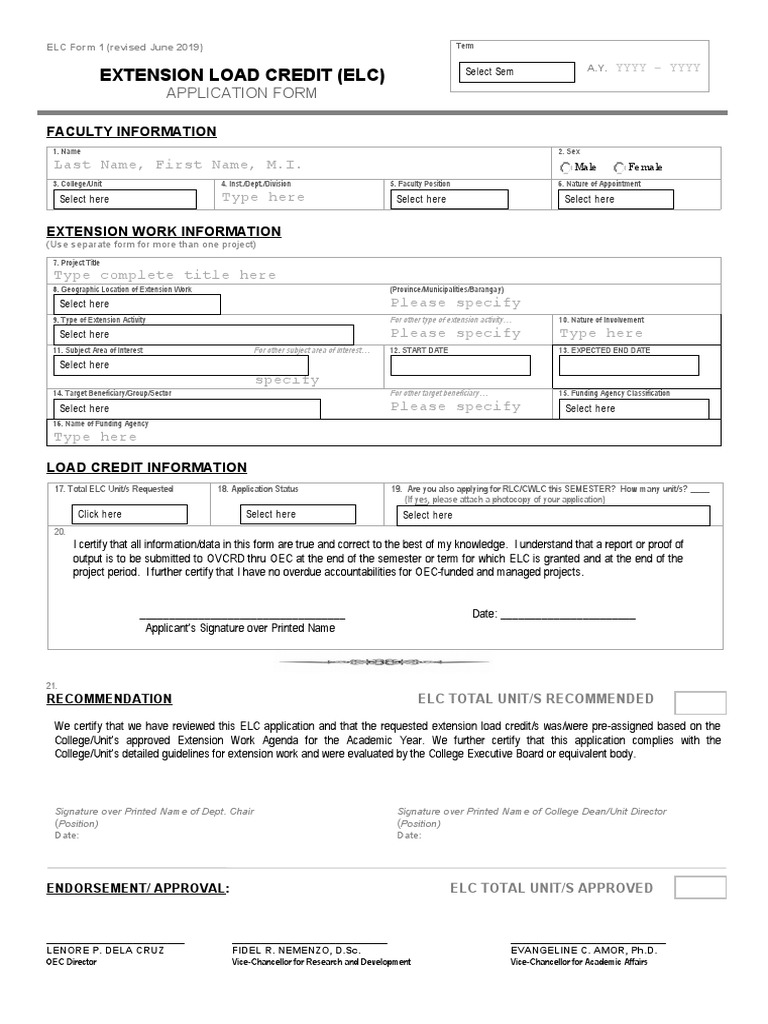 Extension Load Credit (Elc) : Application Form | PDF | Computing