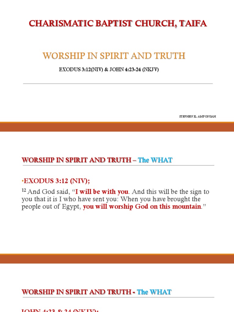 Worship In Spirit And Truth Pdf God David