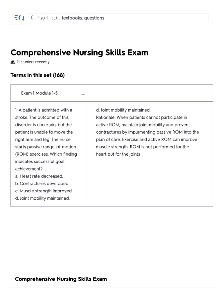 QUIZLET Comprehensive Nursing Skills Exam PDF