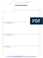 Decimals Worksheet: Solve