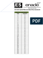 Gabarito - Prova de 2017 - Química Licenciatura - ENADE