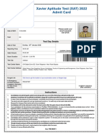 Xavier Aptitude Test (XAT) 2022 Admit Card