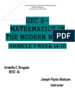 GEC 2-Mathematics in The Modern World: (MODULE 5 WEEK 14-15)