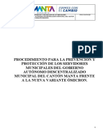 Procedimiento Para La Prevencion y Proteccion de Los Servidores Municipales Del Gad Manta Frente a Nueva Variante Omicron Version 1