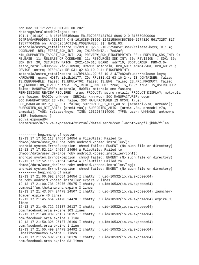Android Logcat Analysis Report | PDF | Java (Programming Language ...