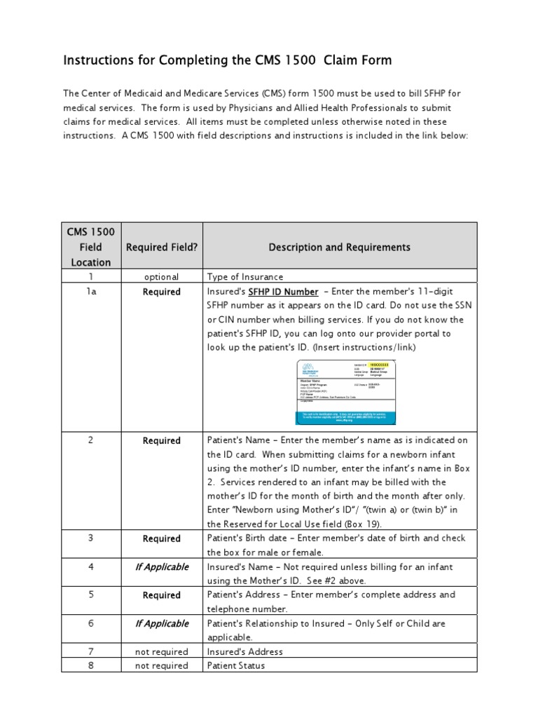 CMS 1500 Claim Form Completion Guide | PDF | Medicare (United States ...