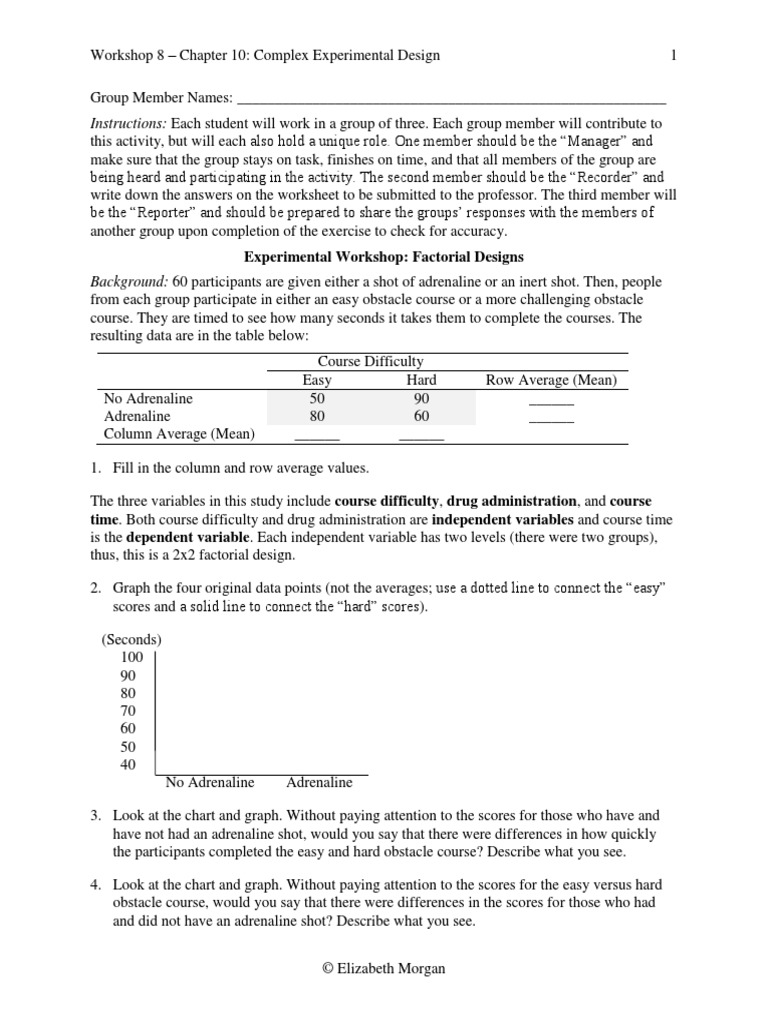Psychology Factorial Design POGIL PDF Mean Design Of Experiments