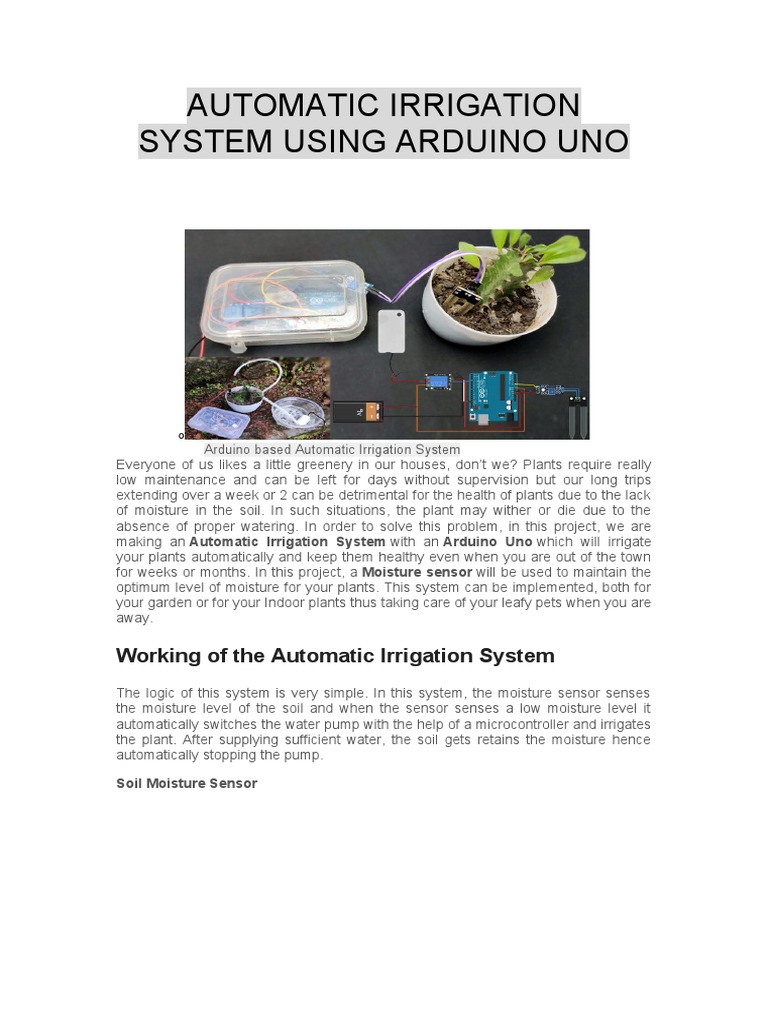Automatic Irrigation System Using Arduino Uno | PDF | Arduino ...