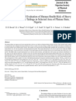 Characterization and Evaluation of Human Health Risk of Heavy Metals in Tin Mine Tailings in Selected Area of Plateau State, Nigeria
