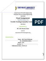 Final Assignment: Textile Testing & Quality Control-II