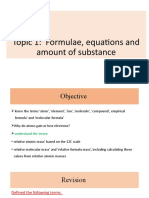 Topic 1: Formulae, Equations and Amount of Substance