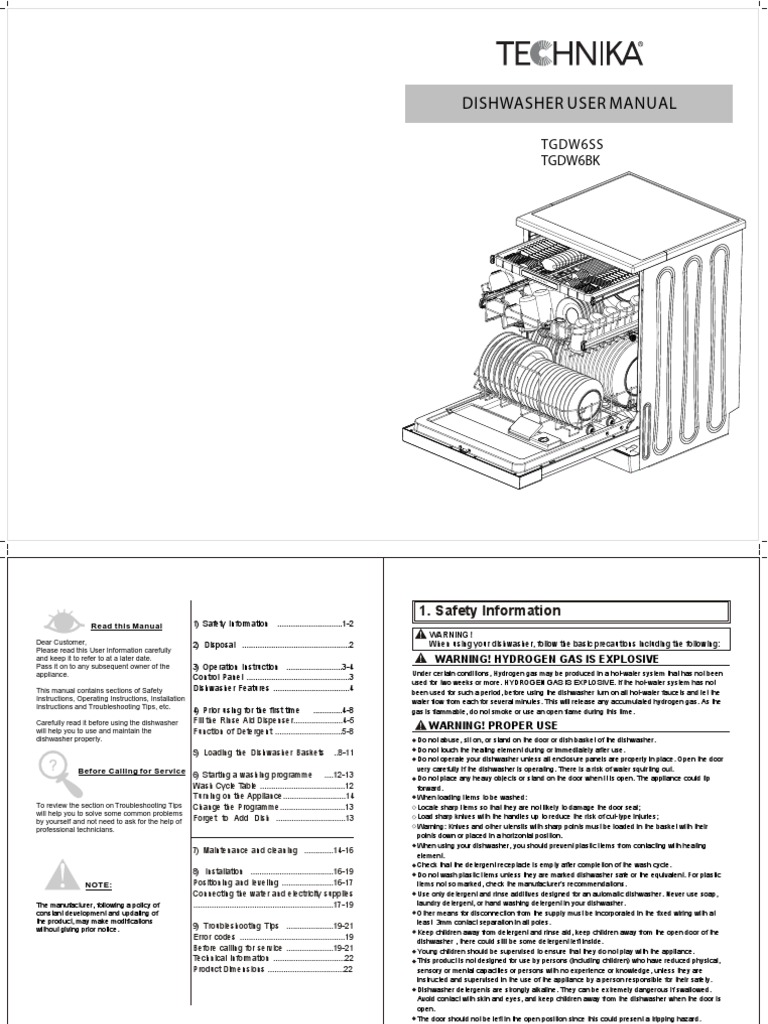 Dish Washe R Use RMA Nual Tgdw6Ss Tgdw6Bk PDF Dishwasher Tableware