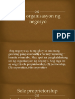 YUNIT I - Aralin 7 Organisasyon Ng Negosyo