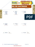 Prueba de Entrada para Quinto Grado de Primaria