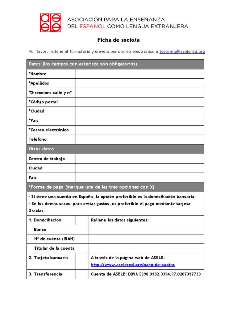 Formulario de Inscripción ASELE | PDF