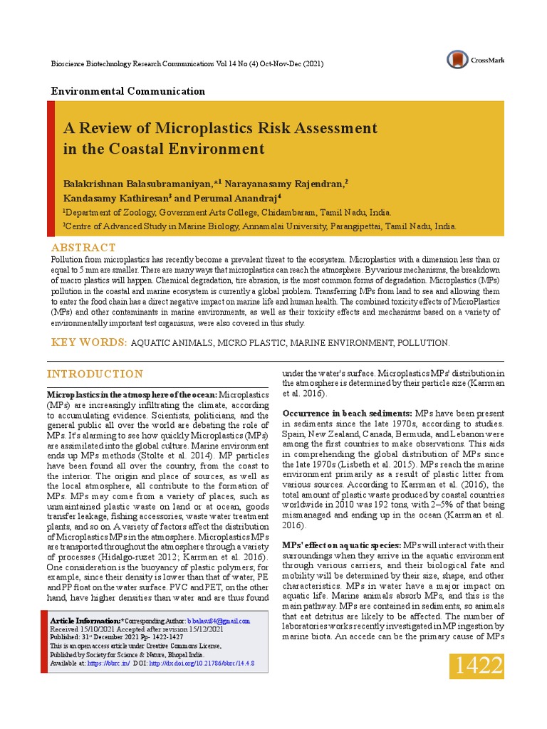A Review of Microplastics Risk Assessment in The Coastal Environment ...