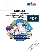 English: Quarter 1 - Module 2: Genre, Purpose and Features of Material Viewed