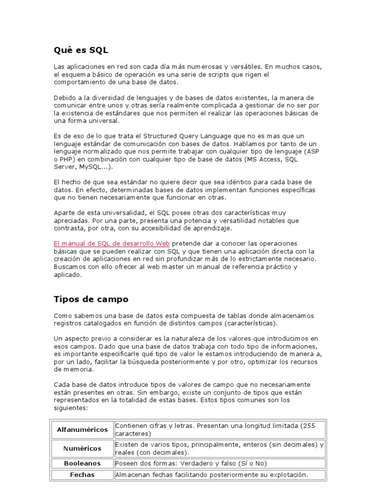 Manual completo de SQL en PDF | PDF | SQL | Tabla (base de datos)