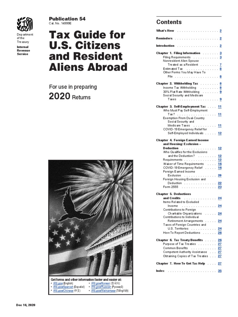 Tax Guide For U.S. Citizens and Resident Aliens Abroad Publication 54