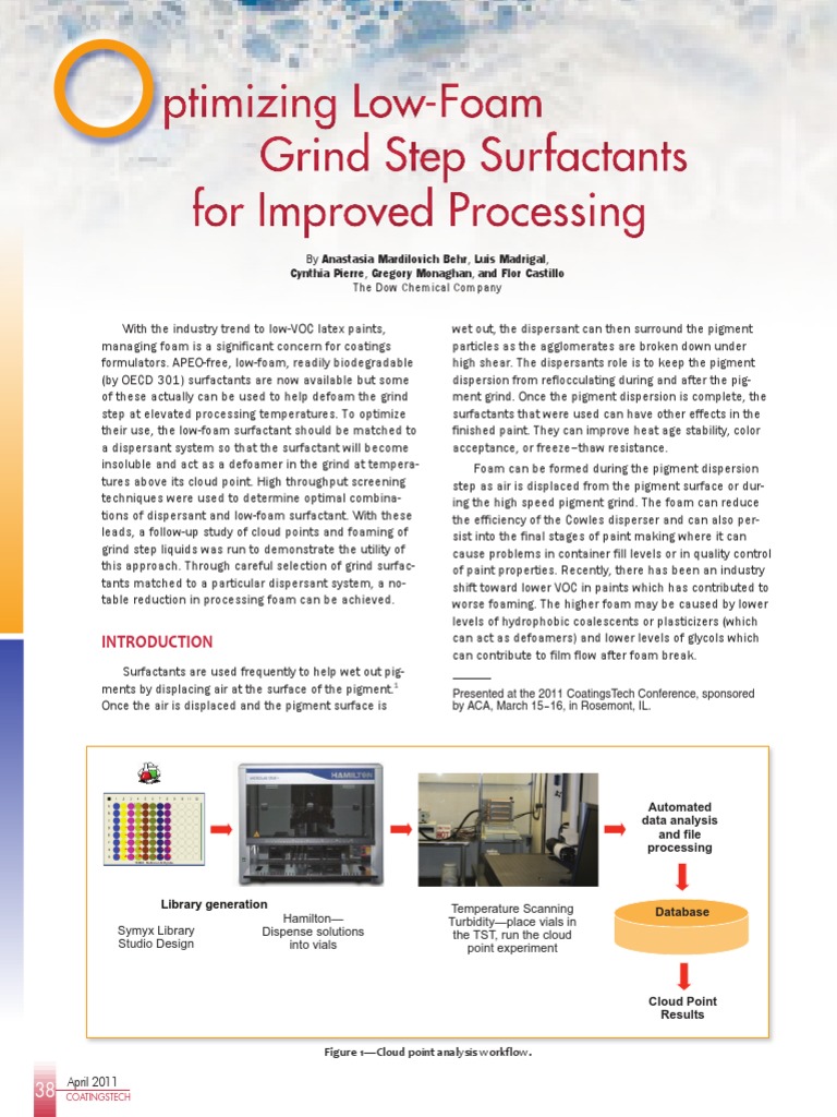 Optimizing Low Foam Grind Step Surfactants For Improved Processing PDF Solubility Surfactant