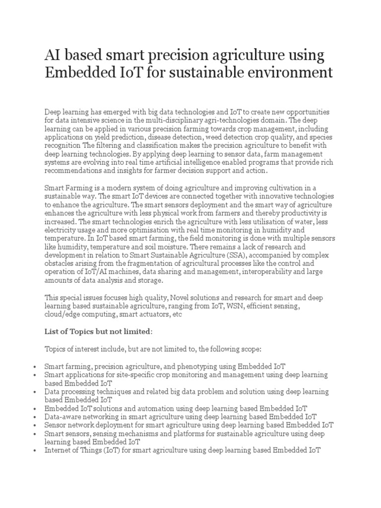 Smart IoT in Sustainable Farming | PDF | Internet Of Things | Science ...