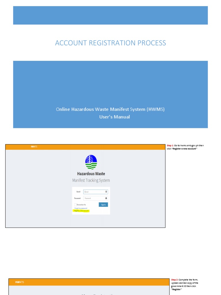 HazWaste Online Account-Registration | PDF
