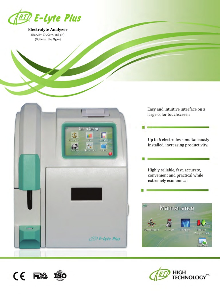 E-Lyte Plus Electrolyte Analyzer | PDF | Chemistry | Physical Sciences