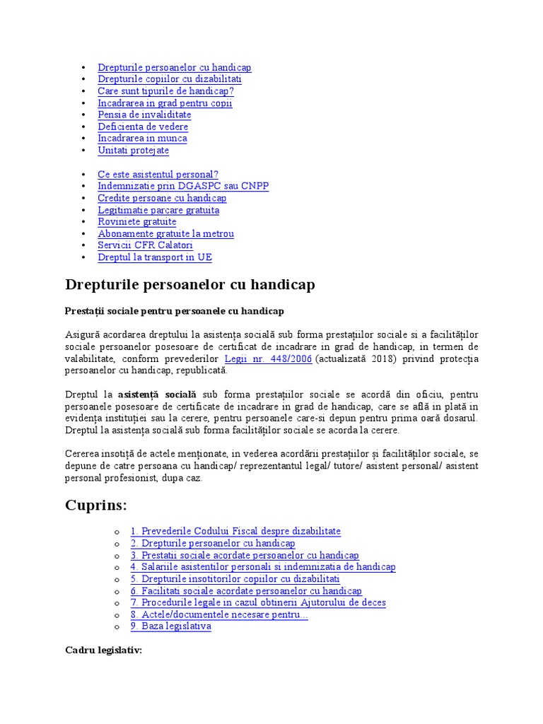 Drepturile Persoanelor Cu Handicap | PDF