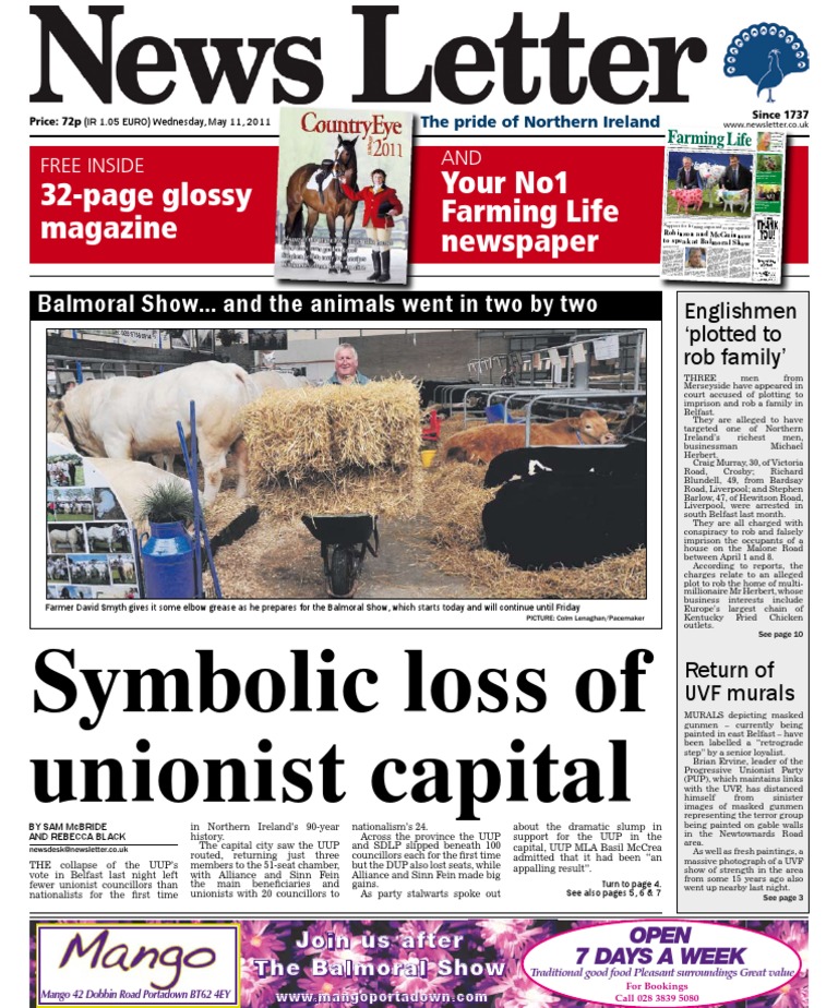 News Letter Front 11-05-11 | PDF | Politics Of Ireland | Ireland