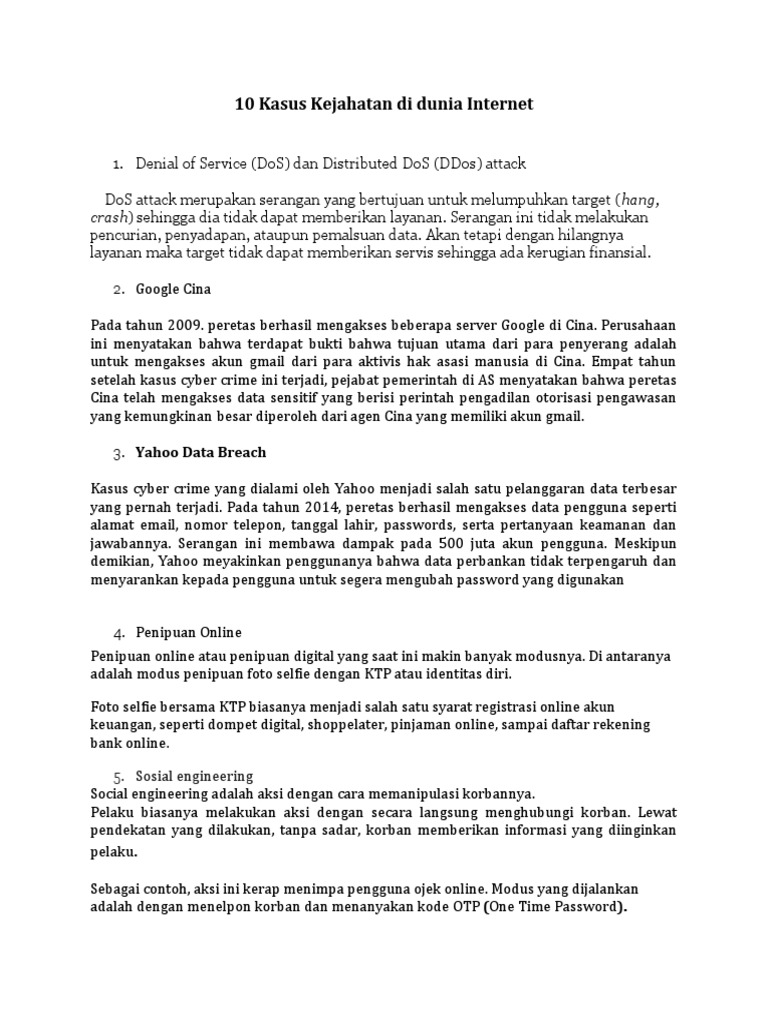10 Kejahatan Di Dunia Internet | PDF