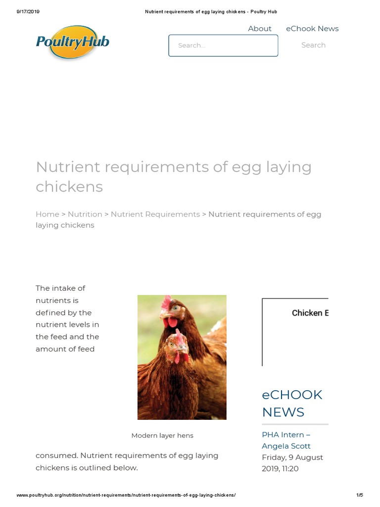 Nutrient Requirements of Egg Laying Chickens - Poultry Hub | PDF ... - Nutrient Requirements Frozen Chickens