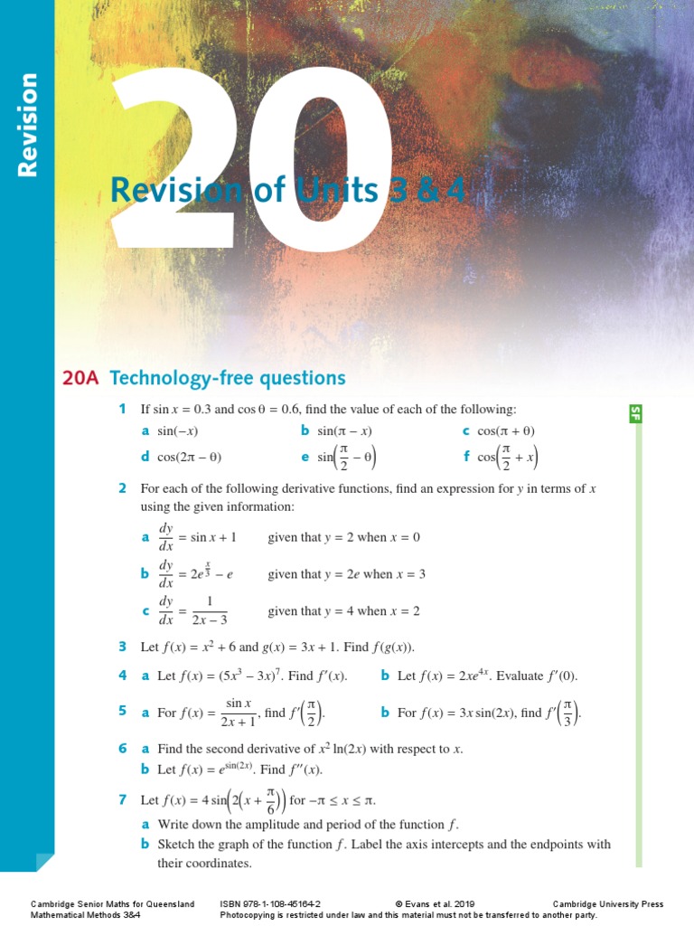 Math Method Textbook Unit 3 and 4 Revision | PDF | Area | Trigonometric ...