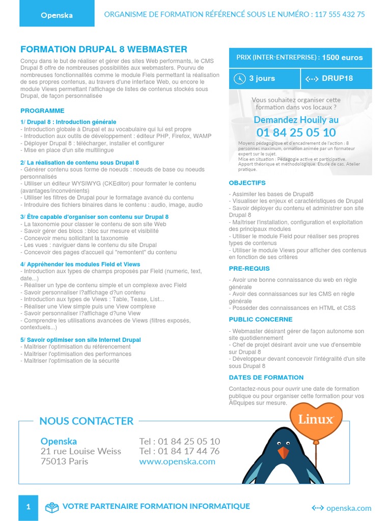 Formation Drupal 8 Webmaster | PDF | Drupal | Facture