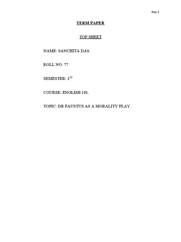 Morality Play in DR Faustus Term Paper PDF Seven Deadly Sins